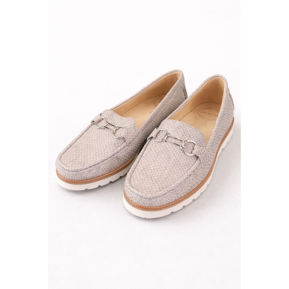 Wirth Beige Horsebit Loafers Womens 10 EU 41 Embossed Leather Equestrian